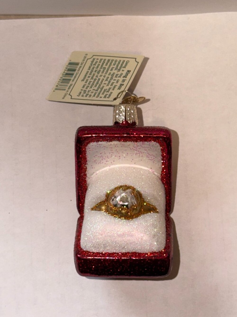 Old World Christmas Ring in Box Ornament #32176 Engagement Wedding 2018 Tag